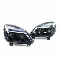 Фары Газель Бизнес передние комплект с Bi-LED модулями с ДХО и плавающими поворотниками (черная маска)