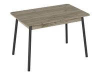 Кухонный стол Лион 2 ЛДСП (Подстолье косое черное) Дуб Крафт серый / Черный, металл