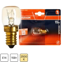 Лампа накаливания для духовки Osram трубчатая E14 15 Вт свет тёплый белый OSRAM None