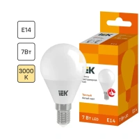 Лампа светодиодная IEK G45 Шар E14 7 Вт 3000К свет тёплый белый LLE-G45-7-230-30-E14