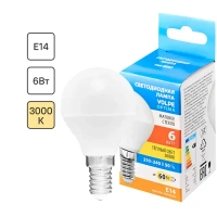 Лампа светодиодная Volpe E14 6 Вт 600 Лм теплый белый свет VOLPE LED-G45-6W/3000K/E14/FR/SLS