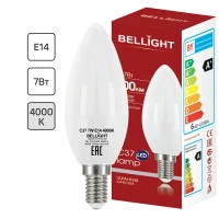 Лампа светодиодная Bellight Е14 7 Вт свеча 600 Лм нейтральный белый свет BELLIGHT Л-па LED Свеча Е14 7W 600Lm бел Bellig