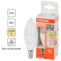 Лампа светодиодная Osram свеча 9Вт 806Лм E14 теплый белый свет OSRAM Лам LED OSRAM свеча 9Вт,806Лм,E14,2700
