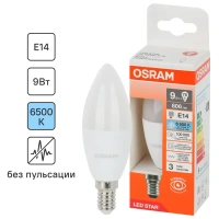 Лампа светодиодная Osram свеча 9Вт 806Лм E14 холодный белый свет OSRAM Лам LED OSRAM свеча 9Вт,806Лм,E14,6500