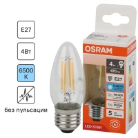 Лампа светодиодная Osram В E27 220/240 В 4 Вт свеча 470 лм холодный белый свет OSRAM лампочка