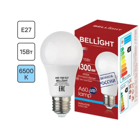 Лампа светодиодная Bellight E27 220-240 В 15 Вт груша 1300 лм холодный белый цвет света BELLIGHT None
