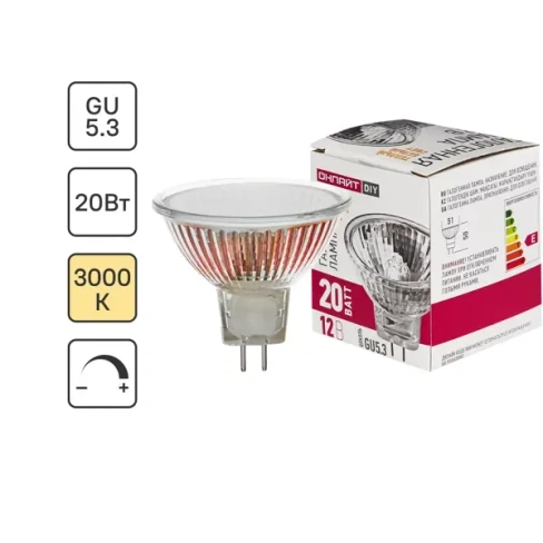 Лампа галогеновая Онлайт MR16 GU5.3 12 В 20 Вт спот 260 Лм теплый белый свет для диммера ОНЛАЙТ