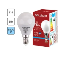 Лампа светодиодная Bellight Е14 175-250 В 8 Вт шар 750 лм холодный белый свет BELLIGHT Л-па LED шар Е14 8W 750Lm х-бел B