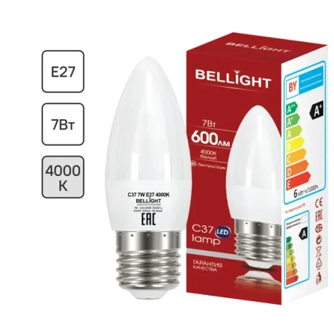 Лампа светодиодная Bellight E27 220-240 В 7 Вт свеча 600 лм нейтральный белый цвет света BELLIGHT 86170859