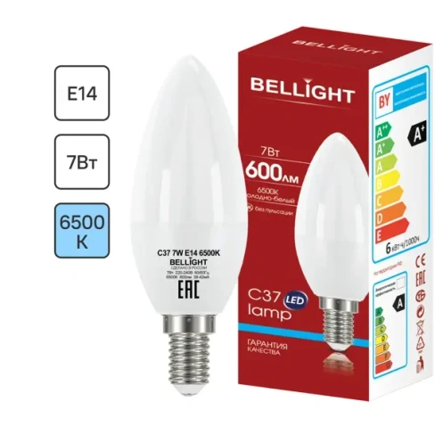 Лампа светодиодная Bellight E14 220-240 В 7 Вт свеча 600 лм холодный белый цвет света BELLIGHT 86170884