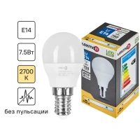 Лампа светодиодная Lexman E14 175-250 В 7.5 Вт груша 750 лм 2700 К нейтральный белый цвет света LEXMAN None