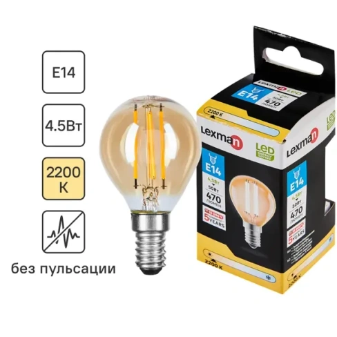 Лампа светодиодная Lexman E14 220-240 В 4.5 Вт груша 470 лм нейтральный белый цвет света LEXMAN None
