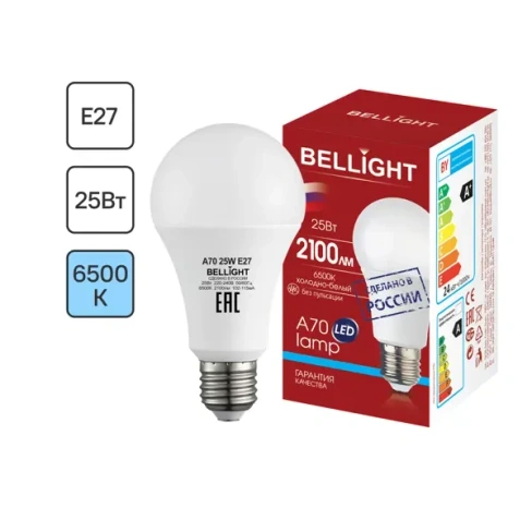 Лампа светодиодная Bellight Е27 220-240 В 25 Вт груша 2100 лм холодный белый цвет света BELLIGHT LED A70 Е27 25W 2100Lm