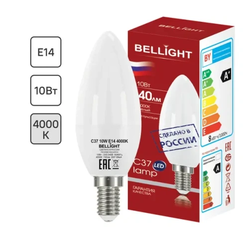 Лампа светодиодная Bellight Е14 220-240 В 10 Вт свеча 740 лм белый цвет света BELLIGHT LED C37 Е14 10W 4000K Belligh