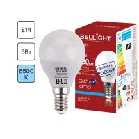 Лампа светодиодная Bellight Е14 220-240 В 5 Вт шар 430 лм холодный белый цвет света BELLIGHT LED G45 Е14 5W 430Lm 6500K