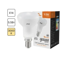 Лампа светодиодная Gauss R50 E14 170-240 В 5.5 Вт гриб матовая 420 лм теплый белый свет GAUSS None