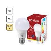 Лампа светодиодная Bellight E27 220-240 В 5 Вт груша матовая 470 лм теплый белый свет BELLIGHT 88297783