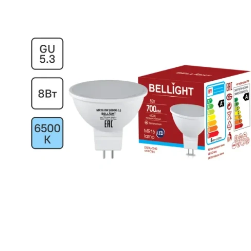 Лампа светодиодная Bellight MR16 GU5.3 220-240 В 8 Вт спот матовая 700 лм холодный белый свет BELLIGHT 88297914