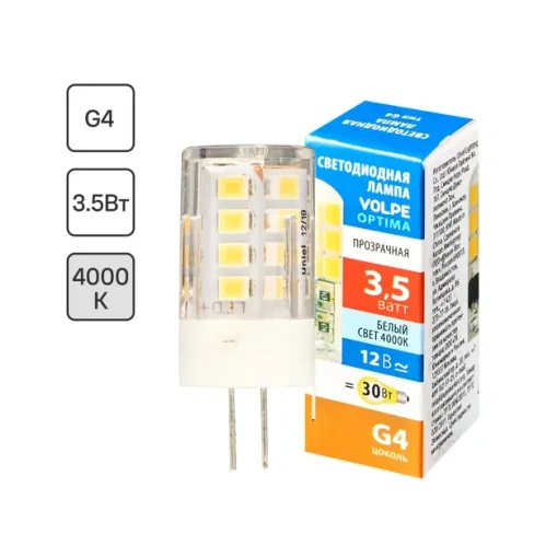 Лампа светодиодная Volpe JC G4 12 В 3.5 Вт кукуруза прозрачная 300 лм нейтральный белый свет VOLPE None
