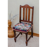 Чехол-сидушка на стул с завязками 049243 гобелен коричневый-лилии