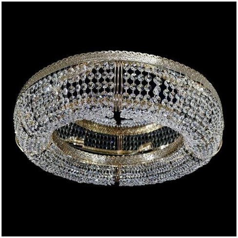 Хрустальная люстра "Кольцо", диаметр 50 см, 6 ламп, Е27, хрусталь, цвет фурнитуры: золото, серебро
