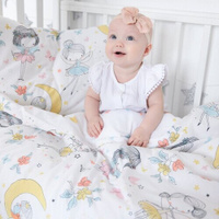 Детское постельное белье для новорожденных с простыней на резинке , Поплин, "Феи" для девочки ОТК