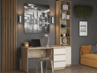 Комплект офисной мебели Бостон (стеллаж+стол) Дуб Крафт серый / Кашемир