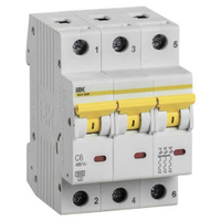 Выключатель автоматический IEK (MVA31-3-006-C) 6A тип C 6kA 3П 400В 3мод белый (упак.:1шт)