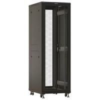 Шкаф серверный Hyperline TTBR-3261-DD-RAL9004 напольный, перфорированная стальная передняя дверь, 32U, 600x1610x1000 мм