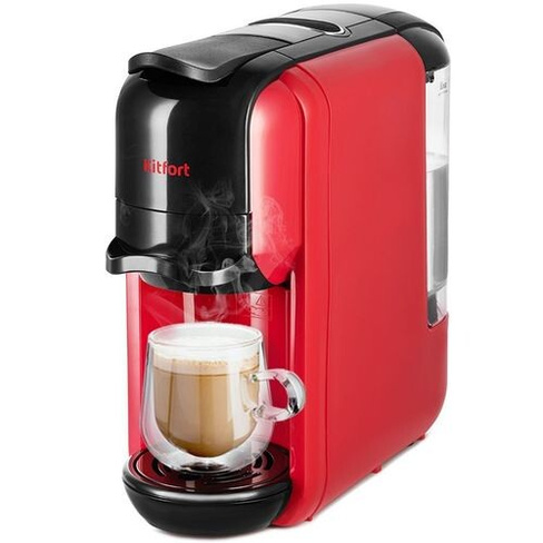 Капсульная кофеварка KitFort КТ-7403, 1450Вт, цвет: красный