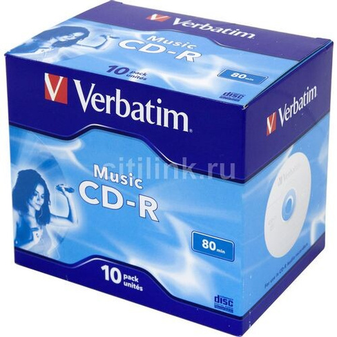 Оптический диск CD-R Verbatim 700МБ 16x, 10шт., jewel case [43365]