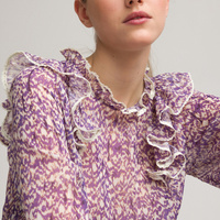 Блузка с высоким воротником и рюшами с длинными рукавами 42 (FR) - 48 (RUS) фиолетовый