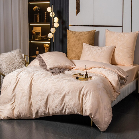 Комплект постельного белья Сатин Жаккард на резинке GCR005 СИТРЕЙД двуспальный наволочки 70x70 2 шт
