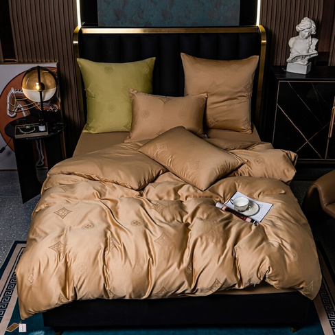Комплект постельного белья Сатин Жаккард на резинке GCR012 СИТРЕЙД Евро наволочки 50x70 2 шт
