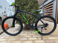 Горный велосипед 27.5 черный матовый с зеленым