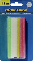 Стержни для клеевого пистолета Практика 7х100мм цветные с блестками 4 цвета (12шт) ПРАКТИКА