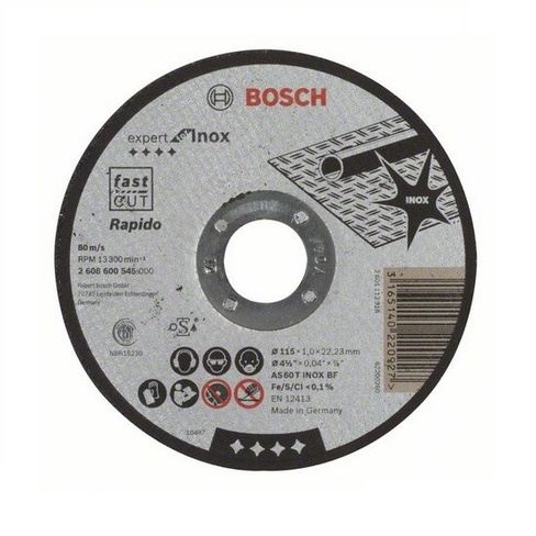 Диск отрезной по нерж. стали Bosch 115*1,0*22,2мм Expert for Inox BOSCH