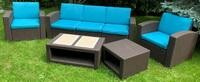 Комплект чехлов на подушки для мебели Rattan Premium синий (изумруд)