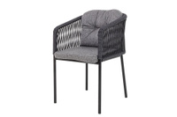 Стул-кресло Marseille, черно-серый черный каркас, серые подушки