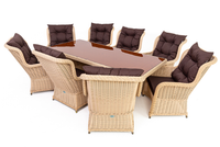 Комплект мебели МОККА SAN MARINO (стол обеденный, 8 кресел), Бежевый бежевый + коричневые подушки
