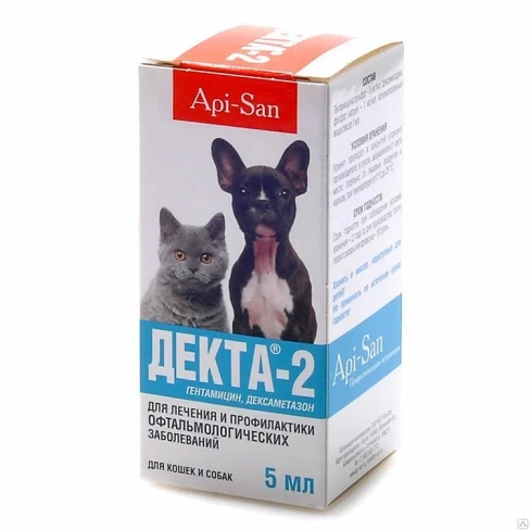 Декта ® 2 глазные капли для глаз для кошек и собак, фл. 5 мл