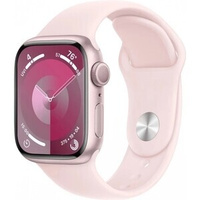 Смарт-часы Apple Watch Series 9 A2978 41мм OLED корп.розовый Sport Band рем.светло-розовый разм.брасл.:130-180мм (MR933L