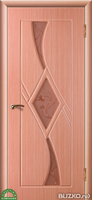 Дверь межкомнатная ПВХ, модель Кристалл 3, остекленная, лен