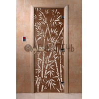 Дверь для бани и сауны "Бамбук и бабочки бронза"