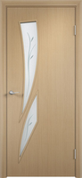Межкомнатная дверь ламинированная Стрелица new, стекло, беленый дуб 60-90