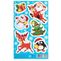 Наклейка "Мир открыток" Дед Мороз, елка, олень А6