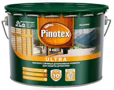Антисептик Пинотекс Ультра для древесины тиксотропный с УФ фильтром 9 Pinotex
