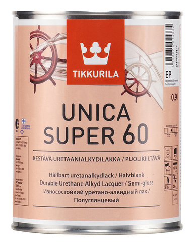 Тиккурила Уника Супер яхтный лак полуглянцевый, 0.9 Tikkurila
