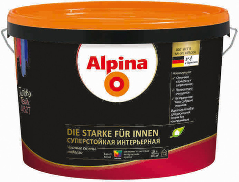 Альпина СуперСтойкая интерьерная краска для стен и потолков 9.4, бесцветный Alpina