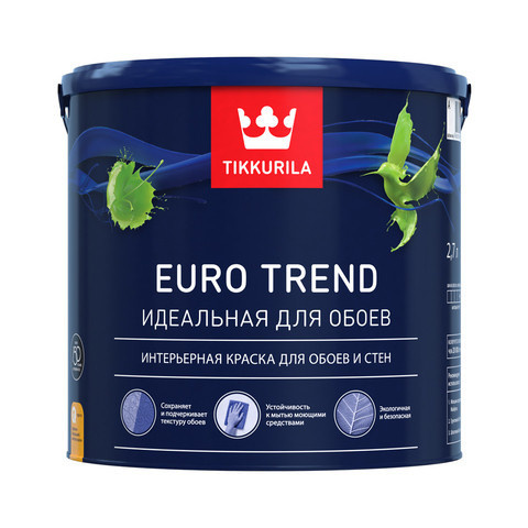 Тиккурила Евро Тренд идеальная краска для обоев и стен 0.9, белый Tikkurila